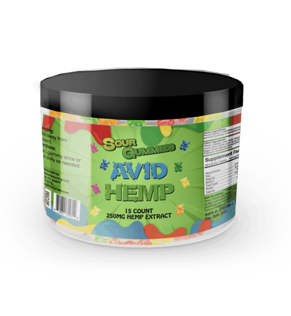 Avid Hemp CBD Sour Gummy Bears 250mg 15ct